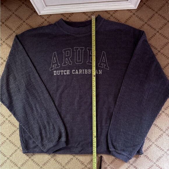 MV Sport wide waled distressed gray corduroy long sleeve pullover Aruba NWOT L - Picture 10 of 10